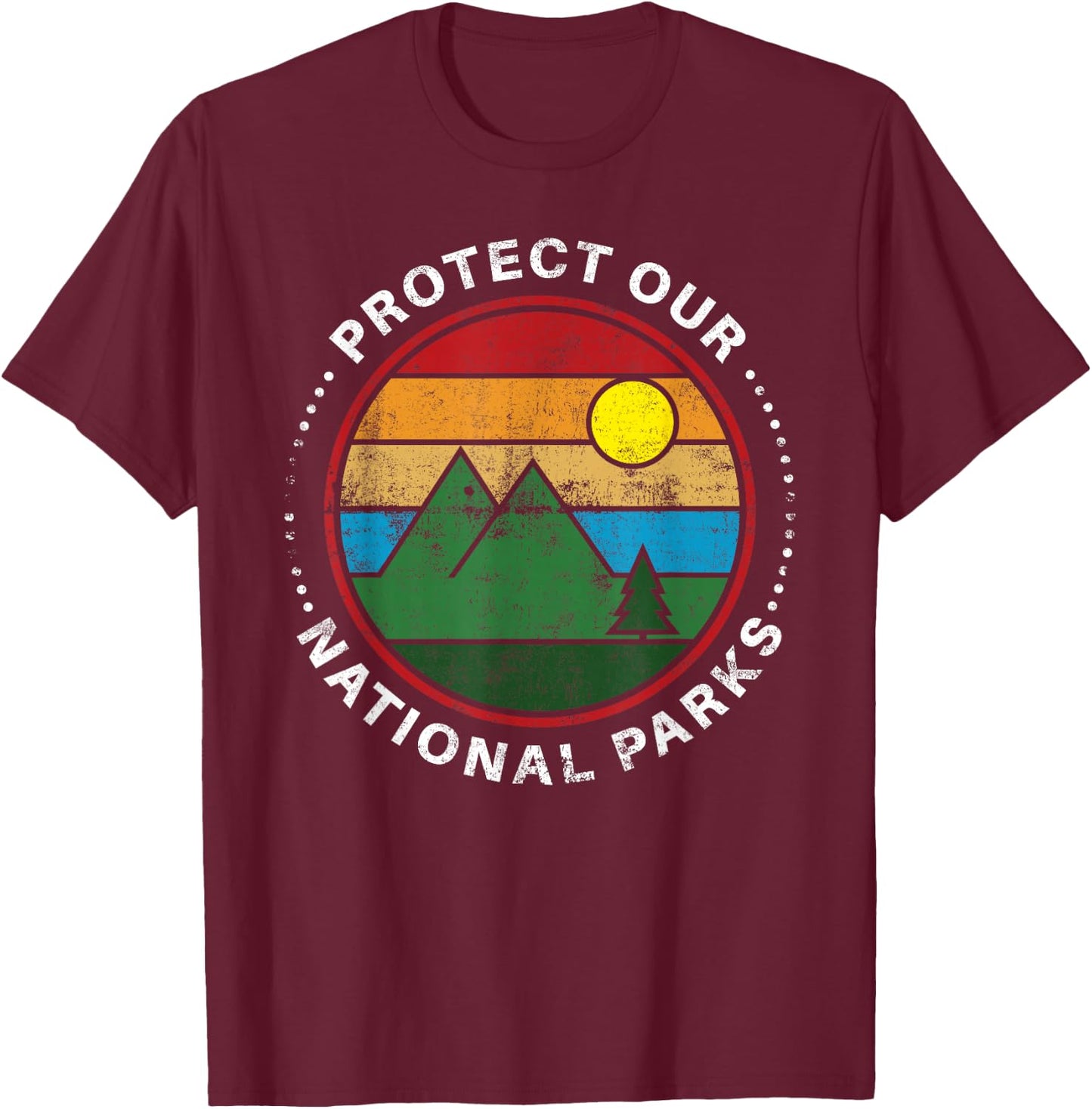 YeoYs National Parks Gifts - Protect Our National Parks - Nature Lover Black Short Sleeve - Small - - Modern Letter Print - Hiking, Outdoor - All Seasons T-Shirt - T-Shirt | Maroon