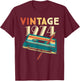 Vintage 1974 Music Cassette 51st Birthday Gifts 51 Years Old T-Shirt - T-Shirt | Maroon