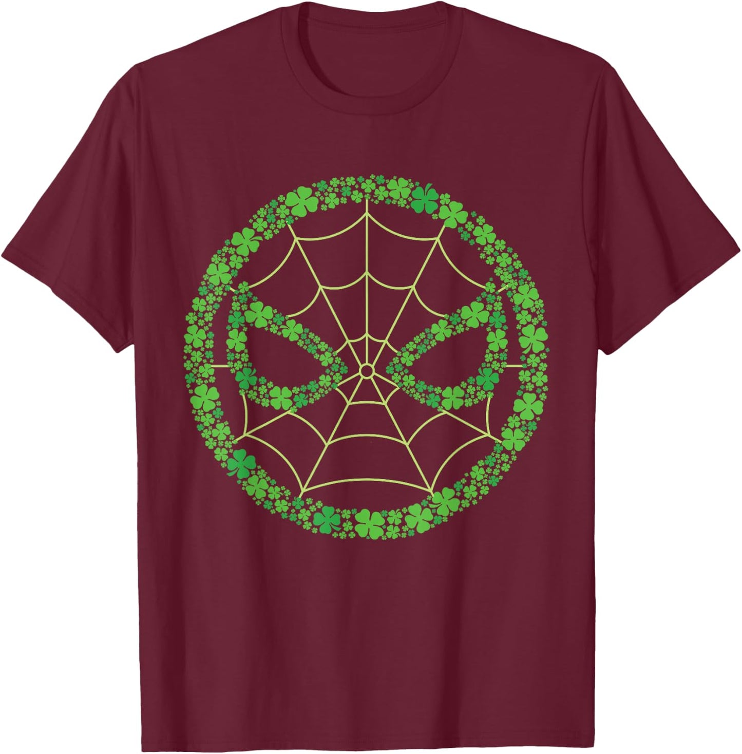 NEW Marvel Spider-Man St. Patrick's Day Green Clover Logo T-Shirt - T-Shirt | Maroon