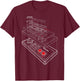 Nintendo NES Controller Exploded Schematic Graphic T-Shirt - T-Shirt | Maroon