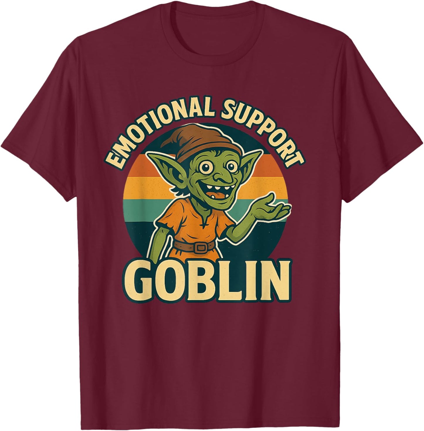 Emotional Support Goblin Character Vintage Funny MMORG T-Shirt - T-Shirt | Maroon