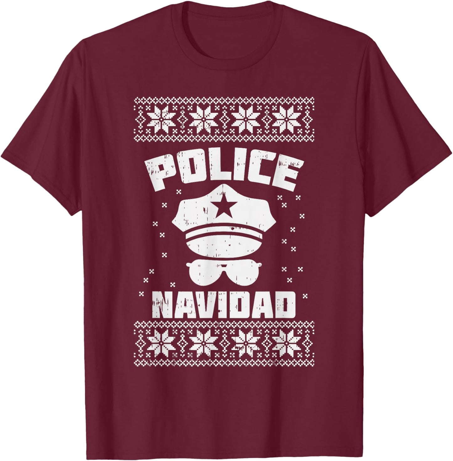 Police Navidad Shirt Christmas Cop Policeman Officer Gift T-Shirt - T-Shirt | Maroon