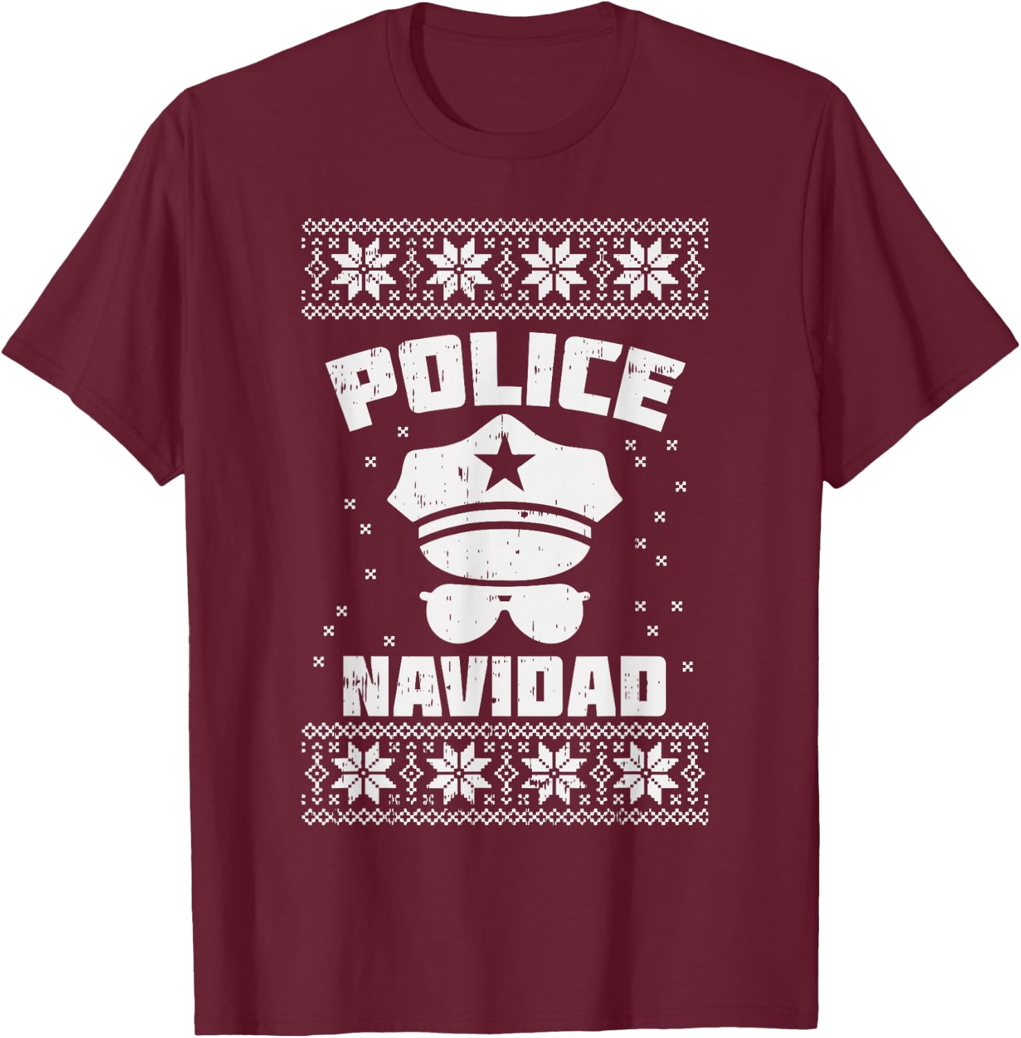 Police Navidad Shirt Christmas Cop Policeman Officer Gift T-Shirt - T-Shirt | Maroon