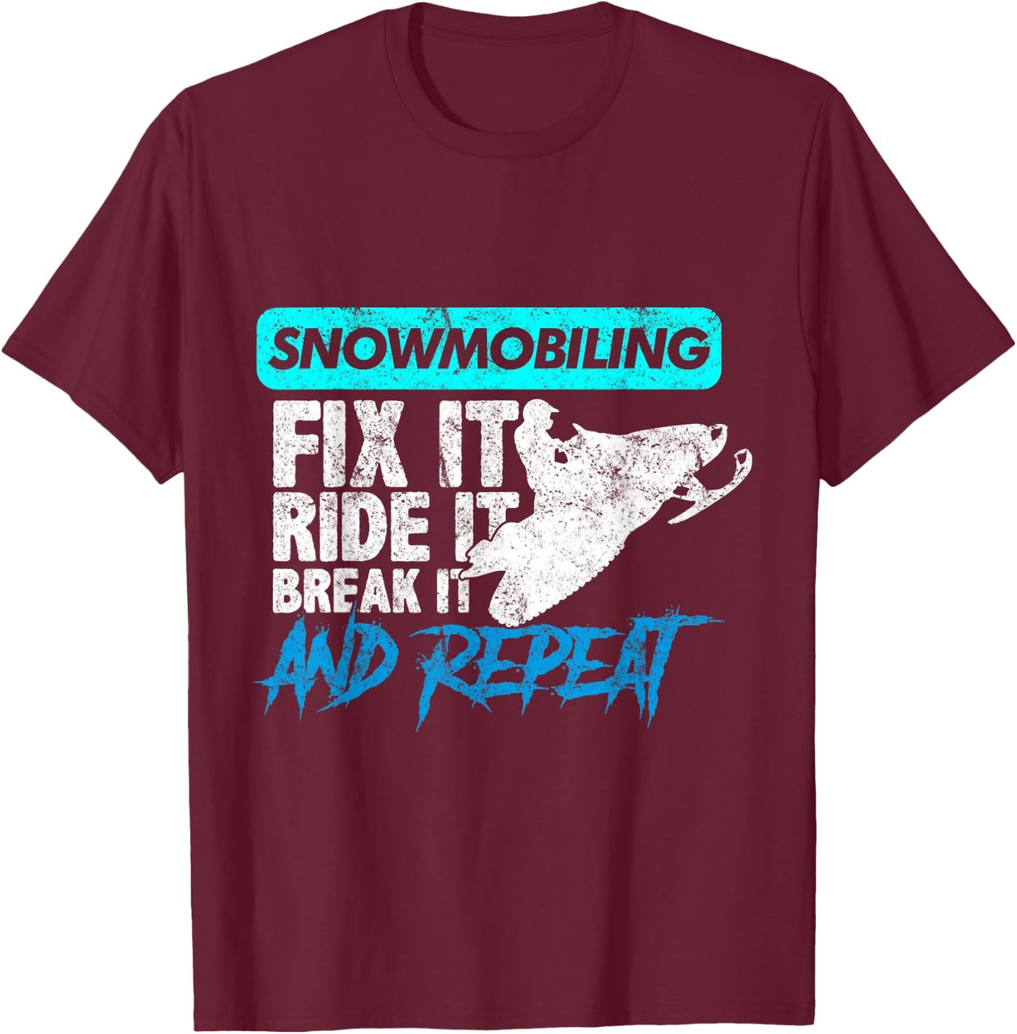 Vintage Snowmobile Snowmobiling Gear Fix It Ride It T-Shirt - T-Shirt | Maroon
