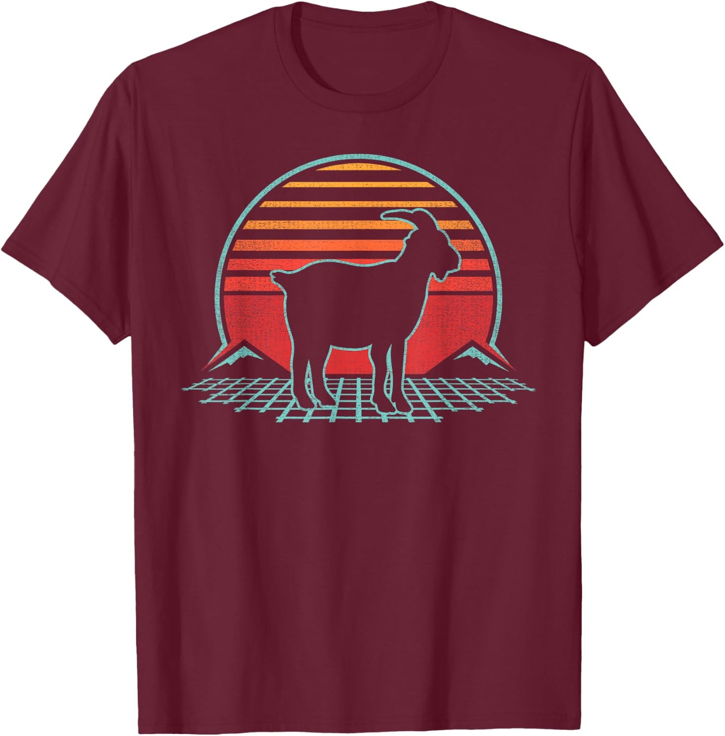 Goat Lover Farmer Farm Animal Retro Vintage 80s Style T-Shirt - T-Shirt | Maroon