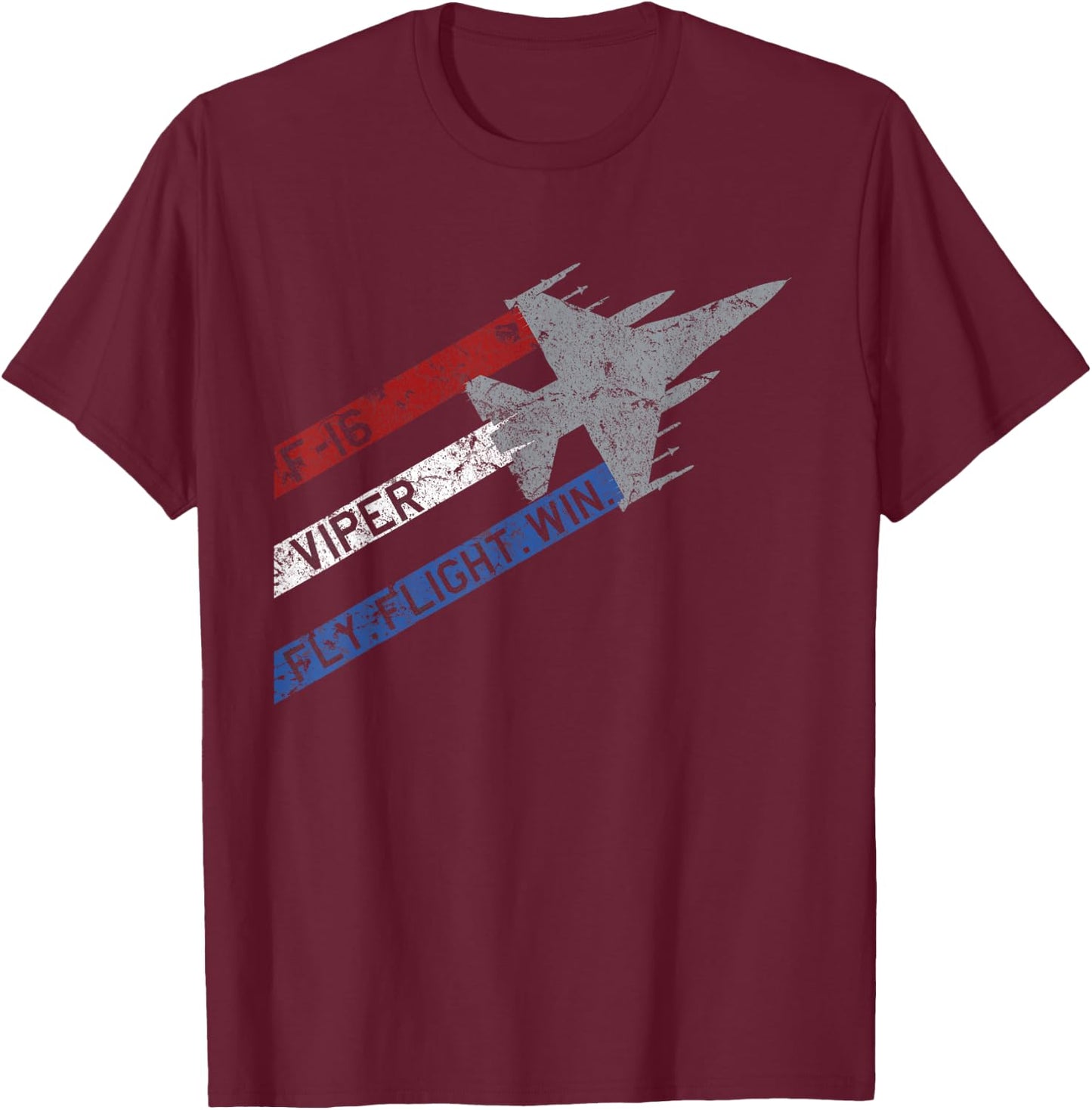 F-16 "Viper" Jet Fighter Airplane Fly Fight Win T-Shirt - T-Shirt | Maroon