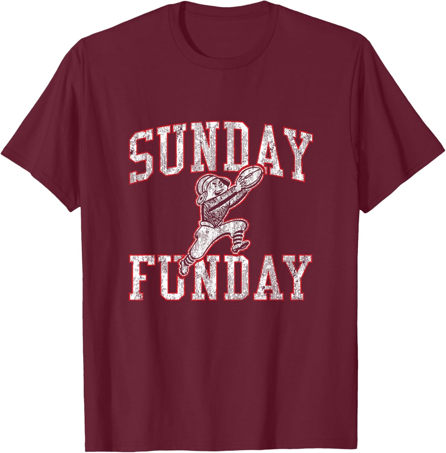 Vintage Sunday Funday T Shirt New England Football Retro T-Shirt - T-Shirt | Maroon