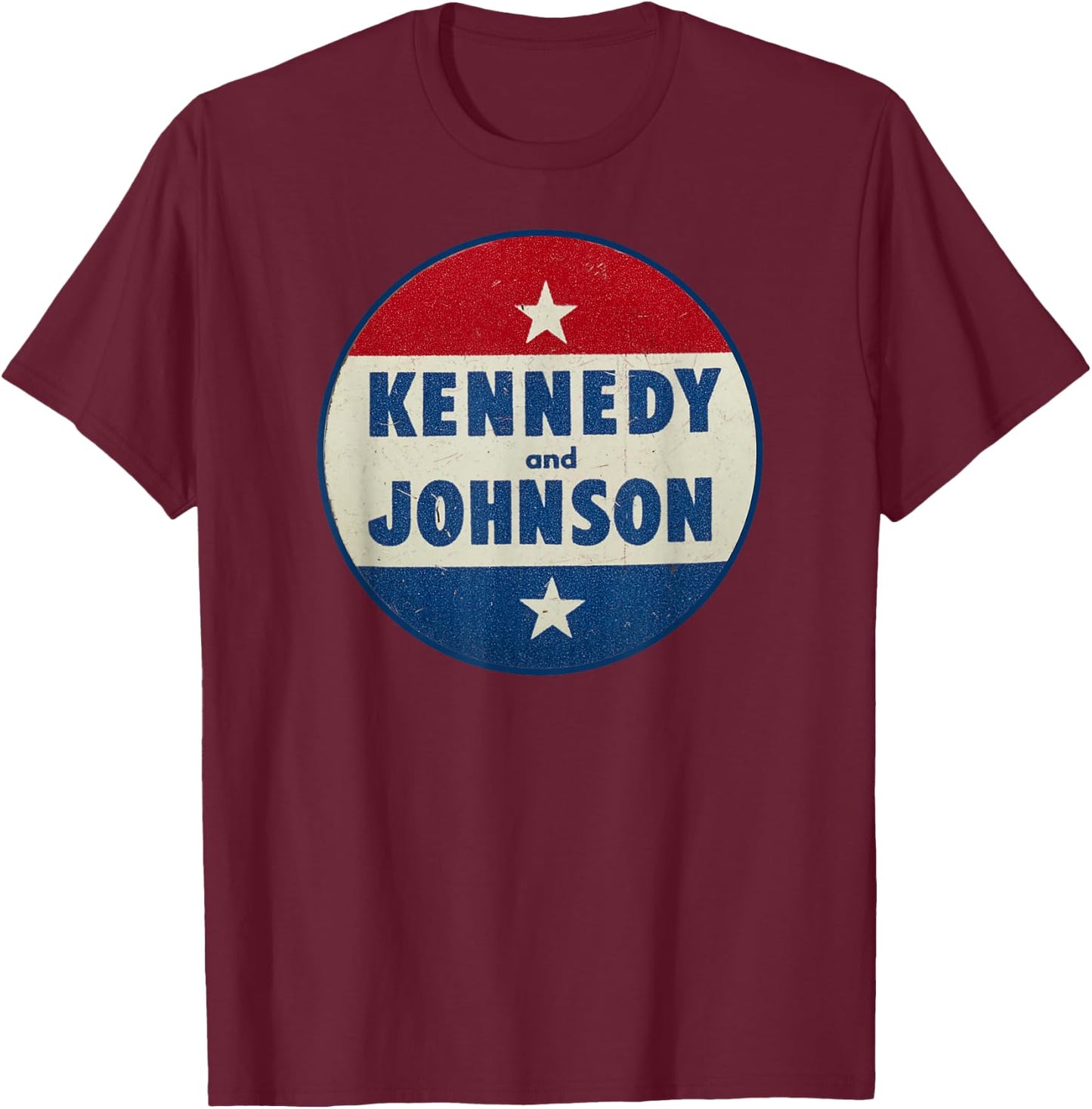 Utopia Sport Kennedy Shop Kennedy and Johnson Pin 1960 Retro T-Shirt - T-Shirt | Maroon