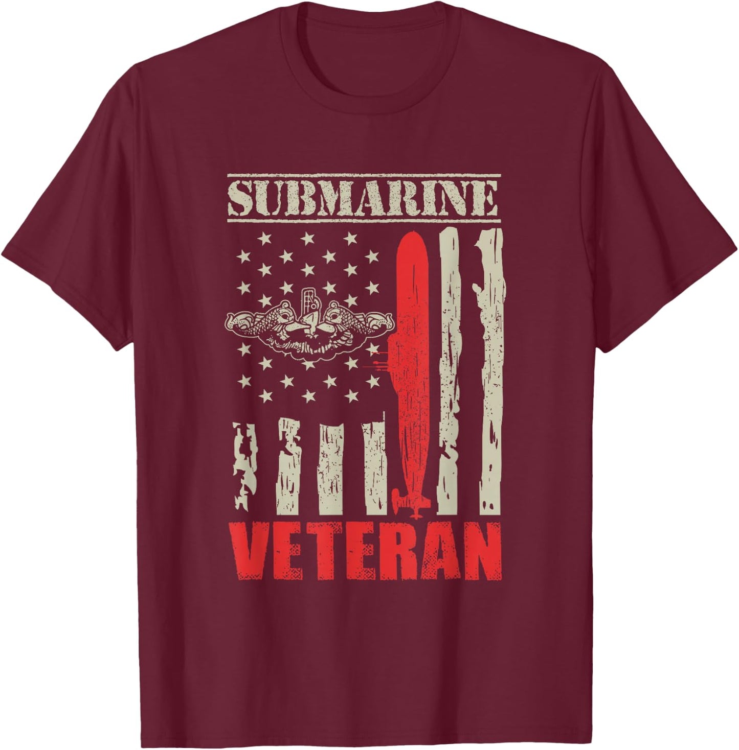 US Military Submarine Gift A Veteran Submariner T-Shirt - T-Shirt | Maroon