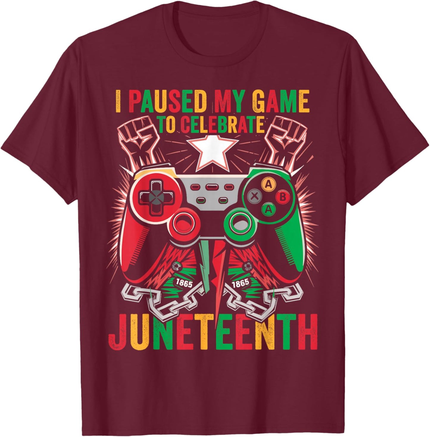 Gaming I Paused My Game to Celebrate Juneteenth Kids Boys T-Shirt - T-Shirt | Maroon