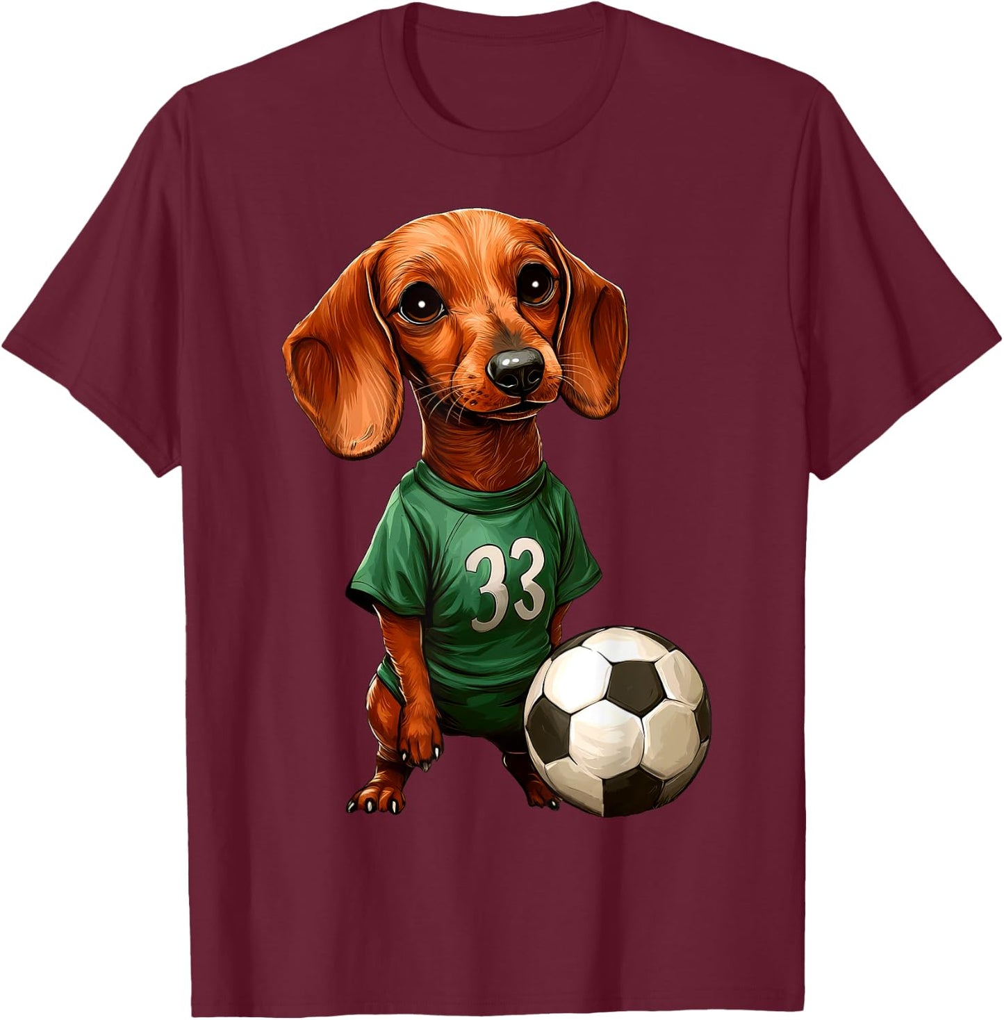 Soccer player Dachshund T-Shirt - T-Shirt | Maroon