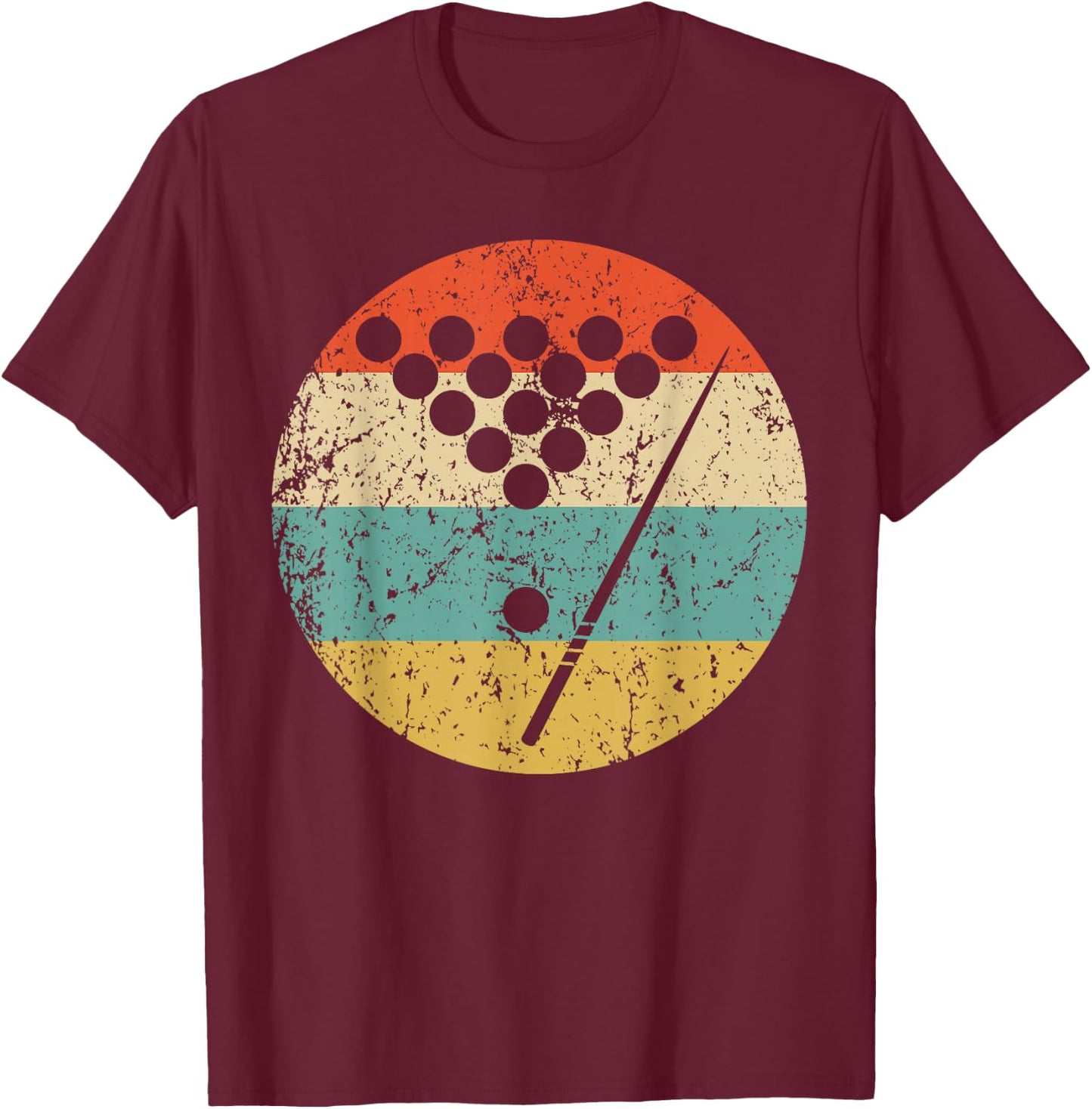 Billiards Shirt - Vintage Retro Pool T-Shirt - T-Shirt | Maroon