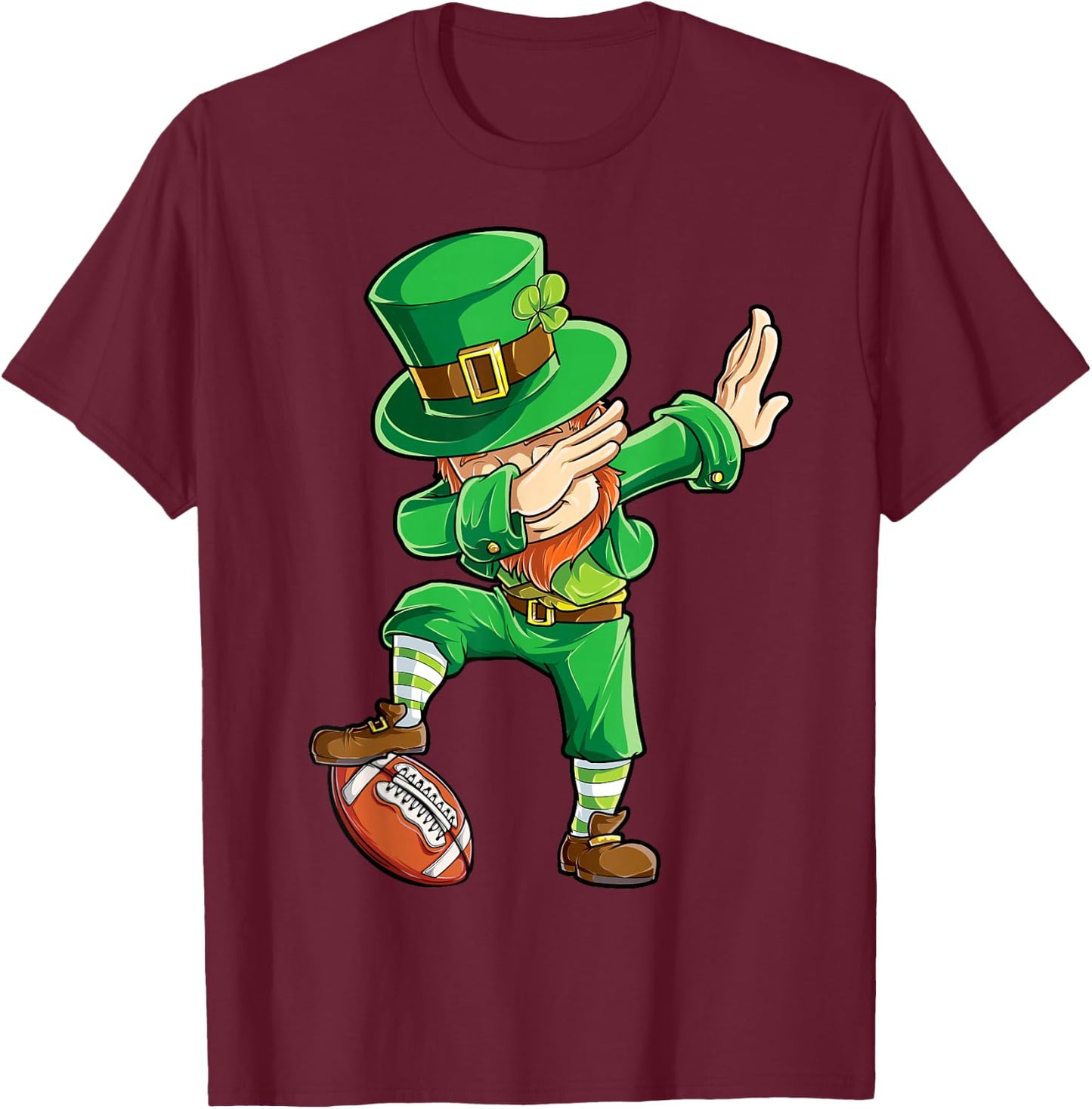Dabbing Leprechaun Football St Patricks Day Boys Men Sports T-Shirt - T-Shirt | Maroon