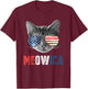 4th of July Shirt Meowica American Flag Cat T-Shirt - T-Shirt | Maroon