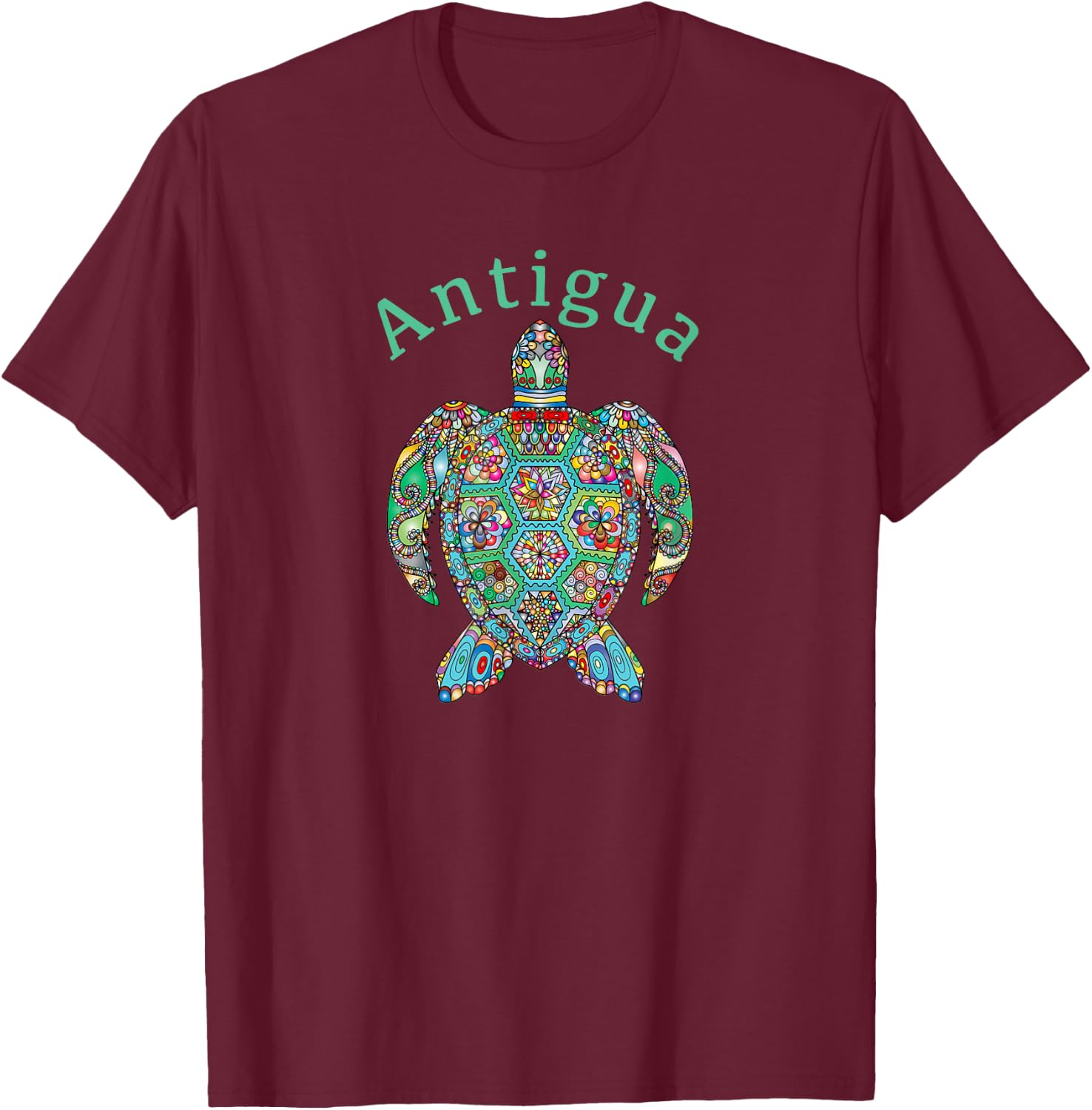 Antigua Tribal Turtle T-Shirt - T-Shirt | Maroon