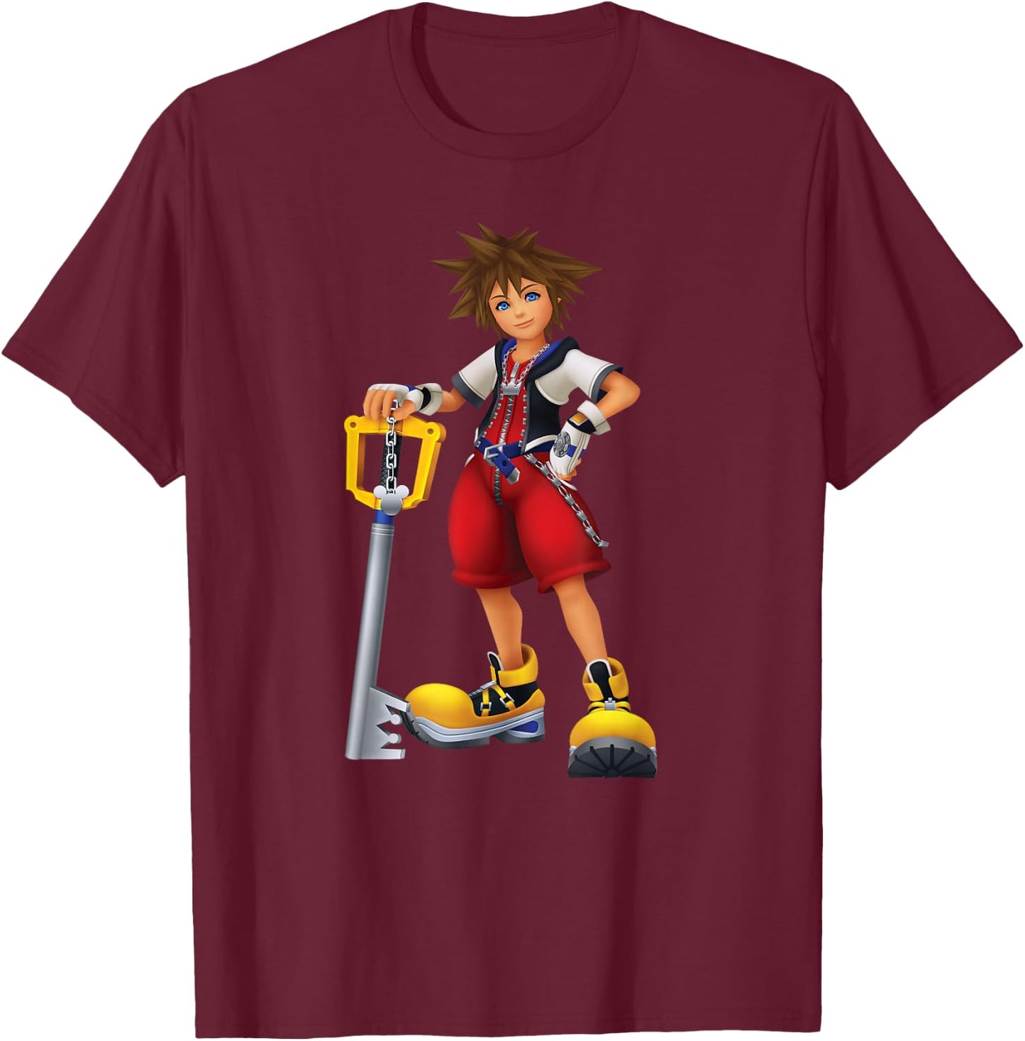 Disney Kingdom Hearts Sora Key Blade T-Shirt - T-Shirt | Maroon