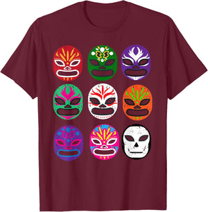 Lucha Libre Masks Shirt Mexican Wrestling Mask T Shirt T-Shirt - T-Shirt | Maroon