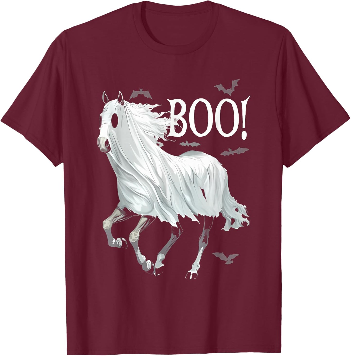 Funny Ghost Boo Horse Equestrian Lover Halloween Costume T-Shirt - T-Shirt | Maroon
