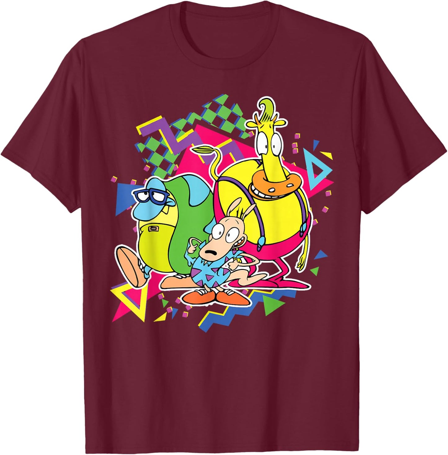 Nickelodeon Rocko's Modern Life 90's Group T-Shirt - T-Shirt | Maroon