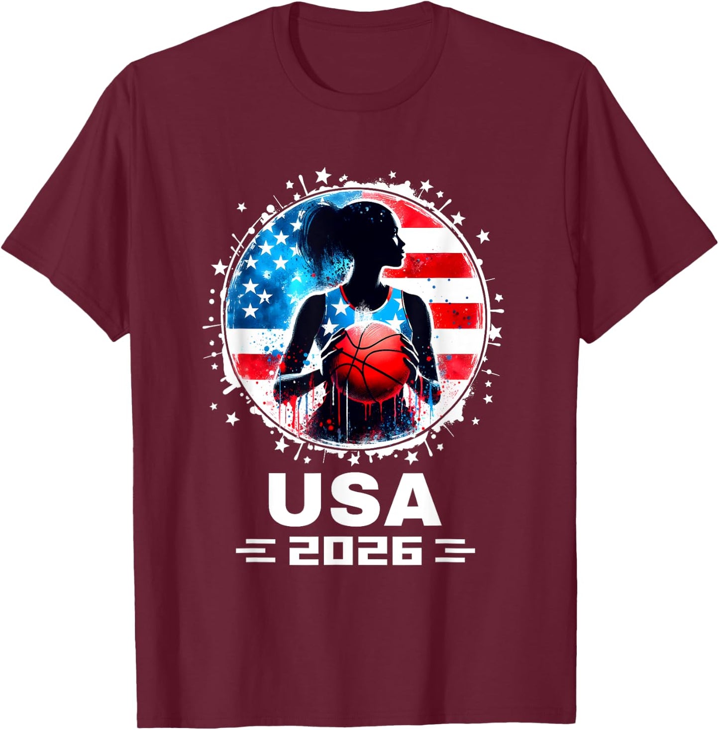Women Basketball Team 2026 Basketball 2026 USA Team 2026 T-Shirt - T-Shirt | Maroon
