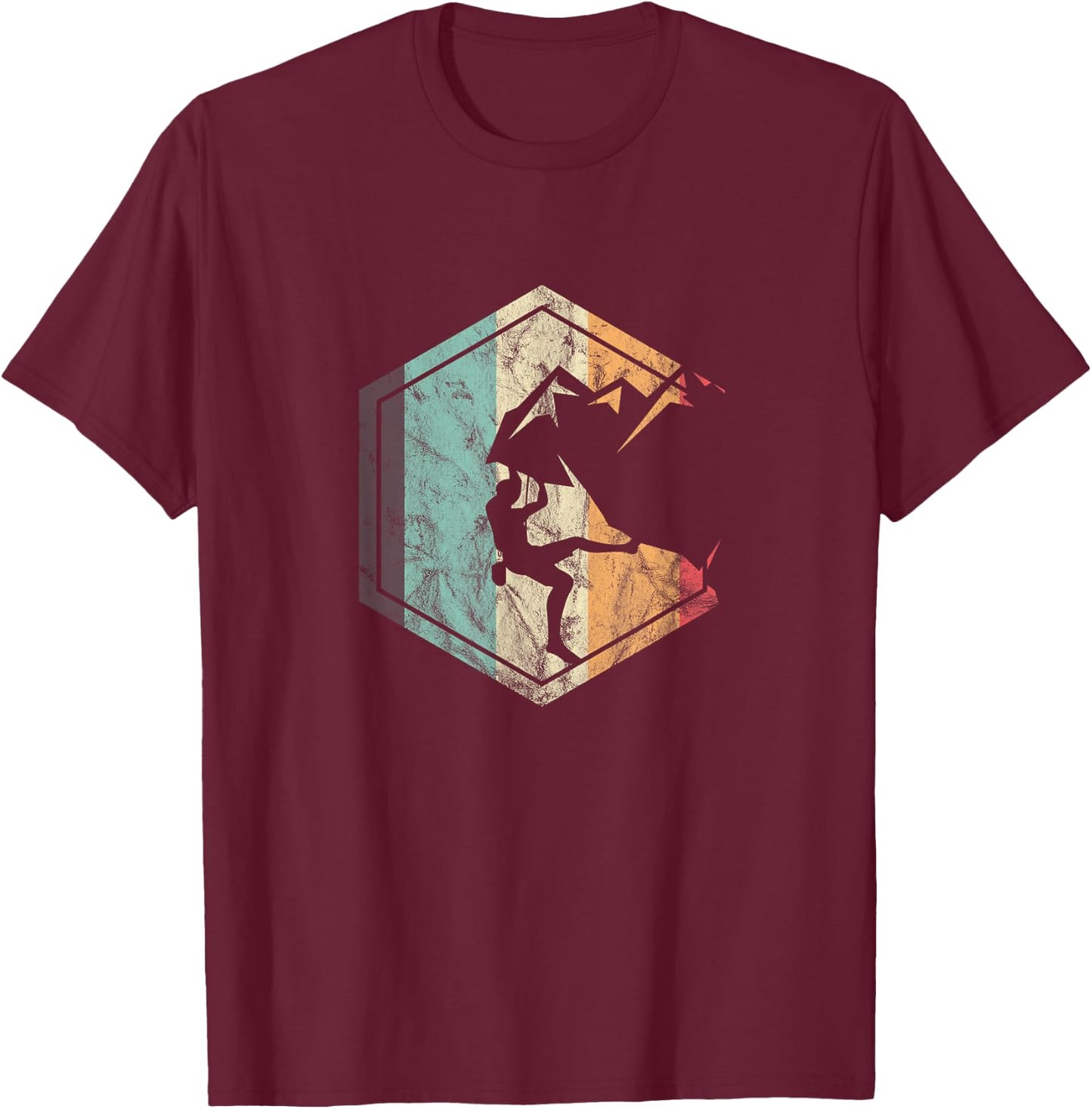 Climbing Mountaineering Climber Athletes Mountain Rock Gift T-Shirt - T-Shirt | Maroon