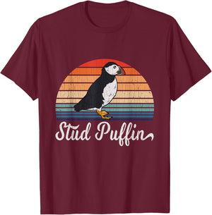 Stud Puffin Funny Animal Lovers T-Shirt - T-Shirt | Maroon