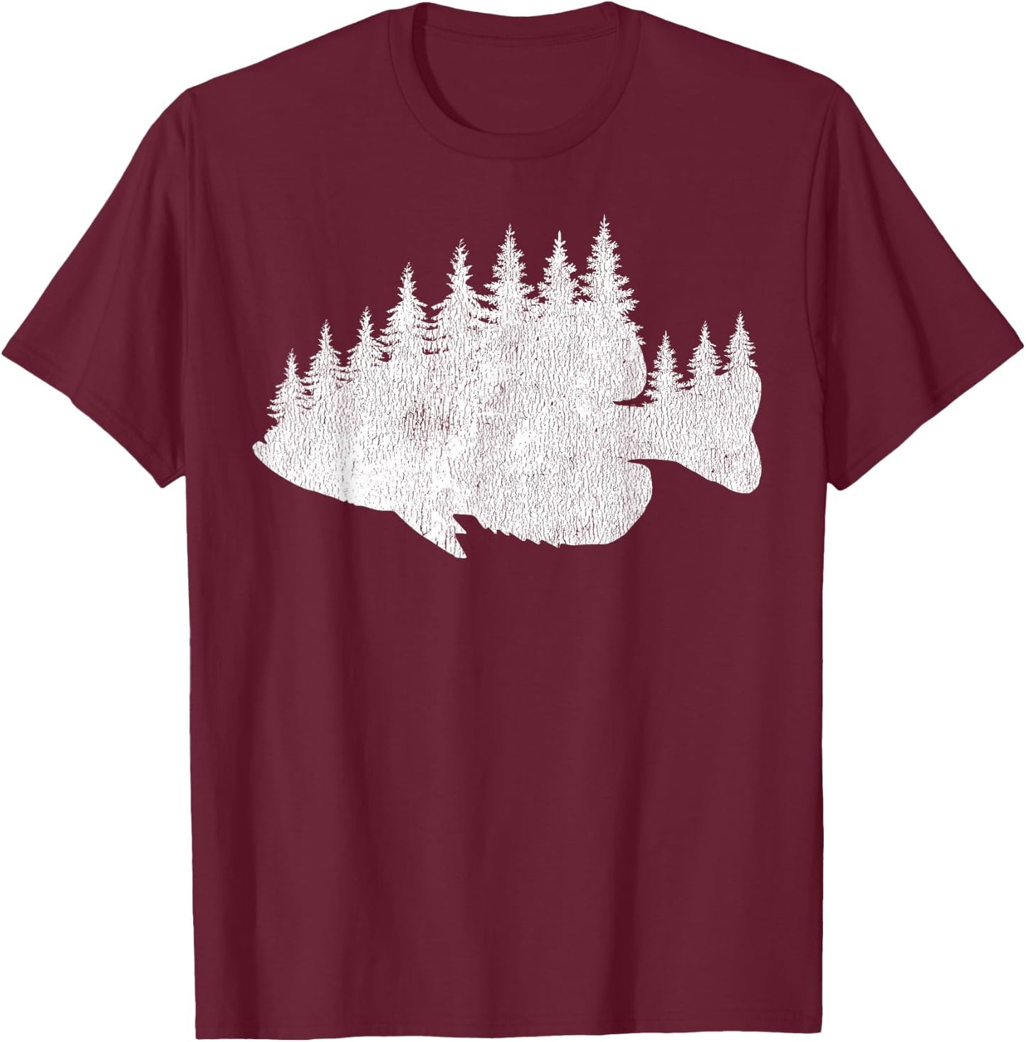 Crappie Fishing - Forest Treeline Panfish Fisherman T-Shirt - T-Shirt | Maroon