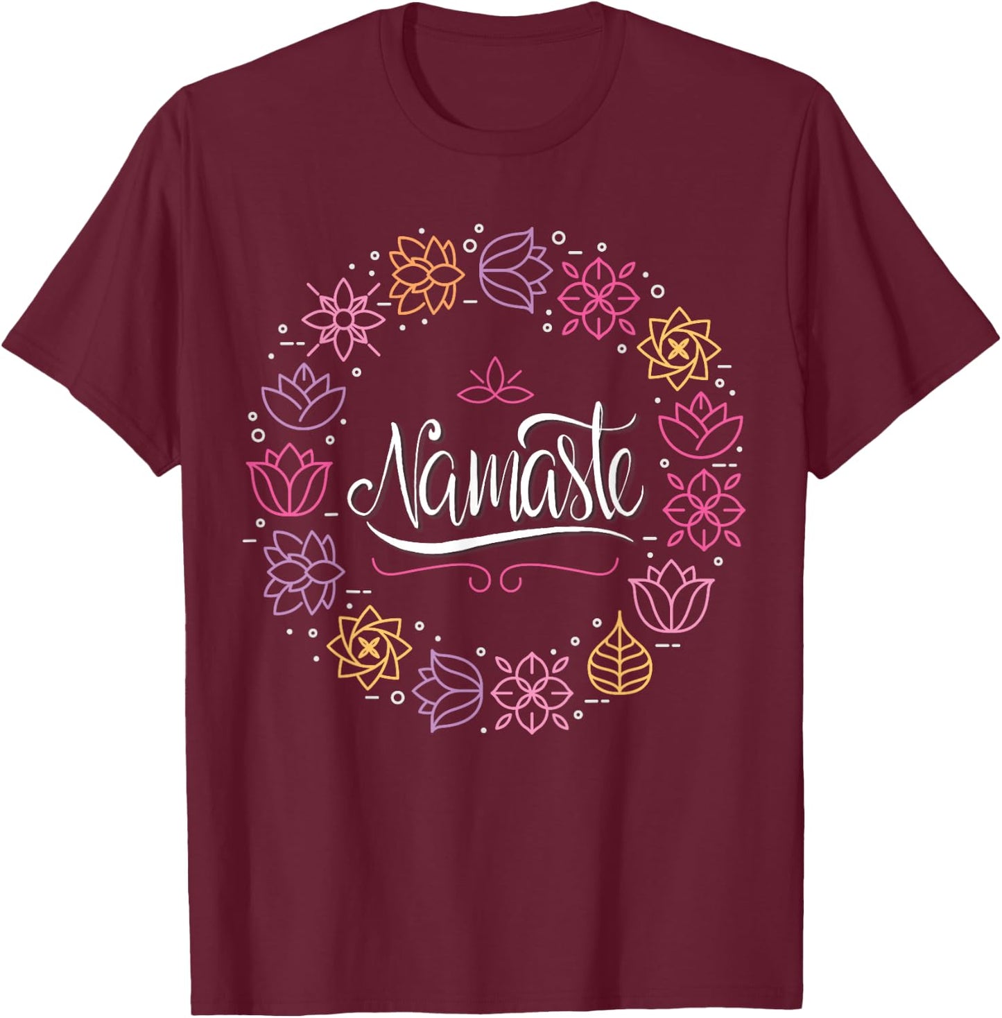 Namaste Flower Of Life Yoga Exercise Meditation Zen Teacher T-Shirt - T-Shirt | Maroon