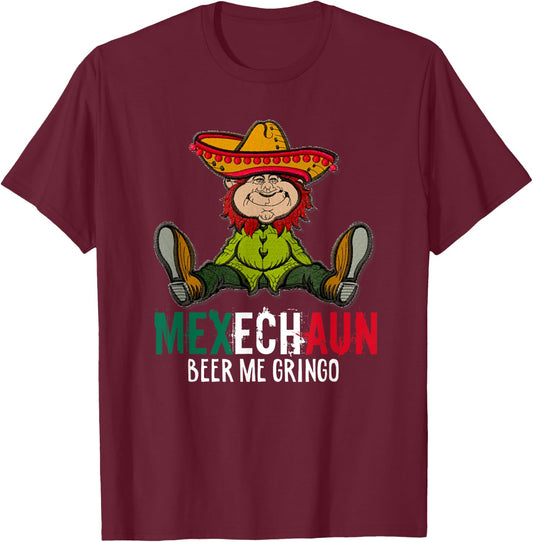 Funny Mexechaun Mexican Leprechaun St. Paddy's T-Shirt - T-Shirt | Maroon