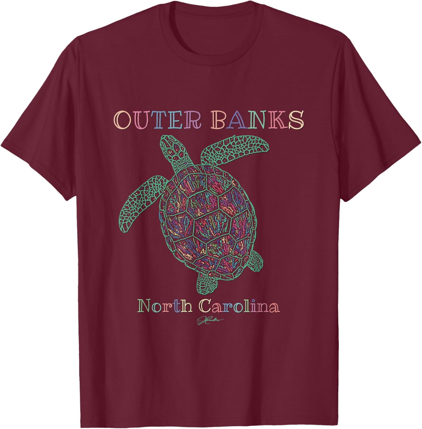 JCombs: Outer Banks, North Carolina, Sea Turtle T-Shirt - T-Shirt | Maroon