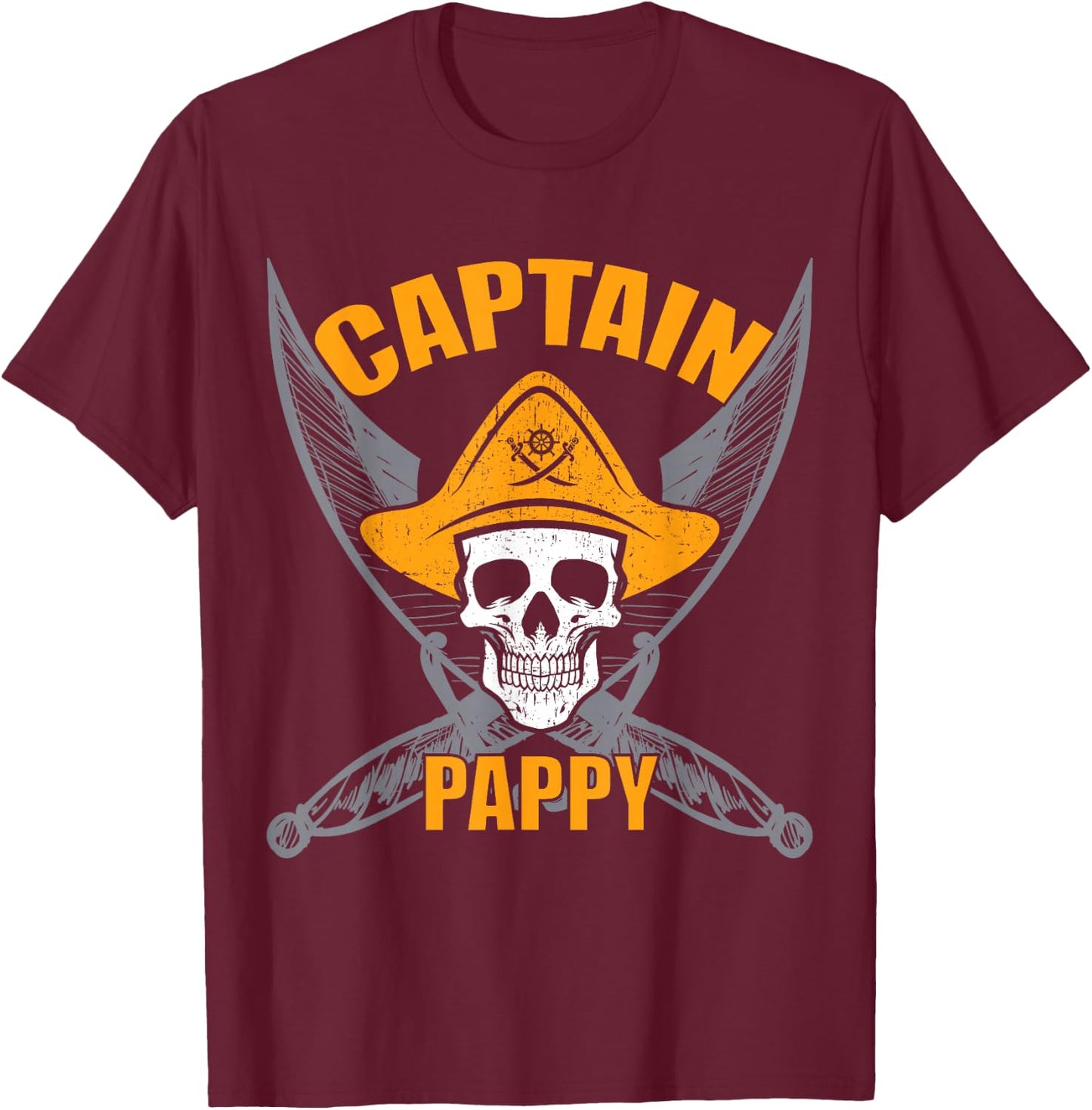 Pirate Captain Pappy Party T-Shirt - T-Shirt | Maroon