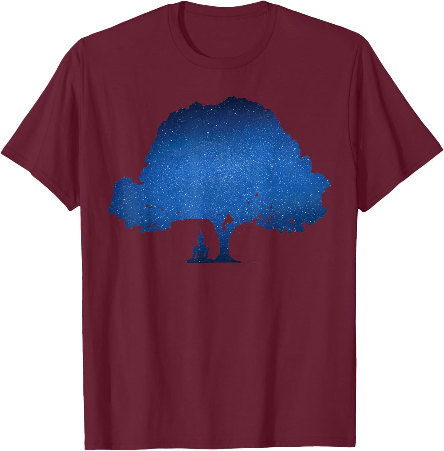 Beneath the Bodhi Tree Buddhism T-Shirt - T-Shirt | Maroon