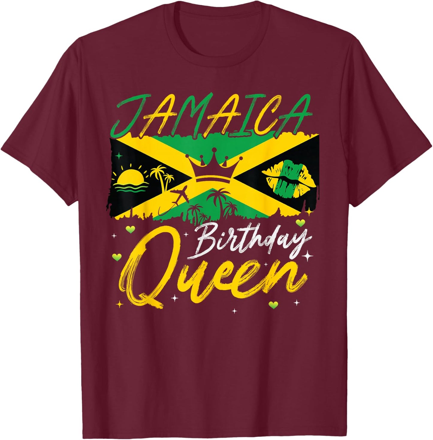 Girl Birthday Queen Jamaica Trip 2025 Bday Party Beach T-Shirt - T-Shirt | Maroon