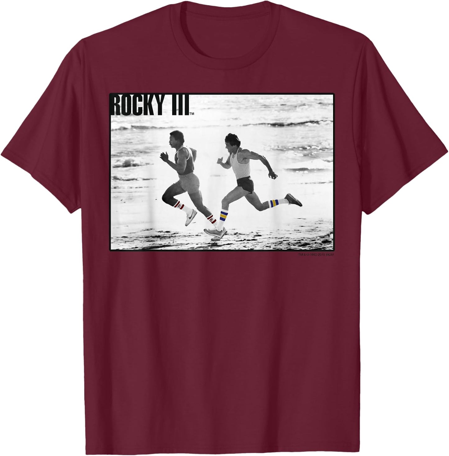 Rocky 3 Apollo Creed Racing Rocky On The Beach Poster T-Shirt - T-Shirt | Maroon