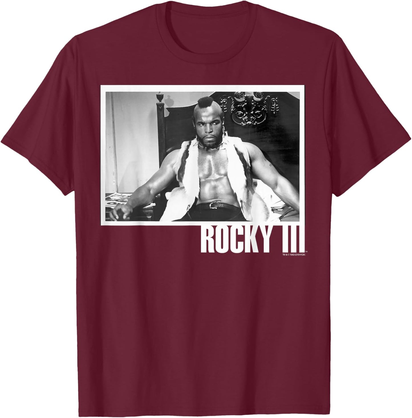 Rocky 3 Clubber Lang Black And White Photograph T-Shirt - T-Shirt | Maroon