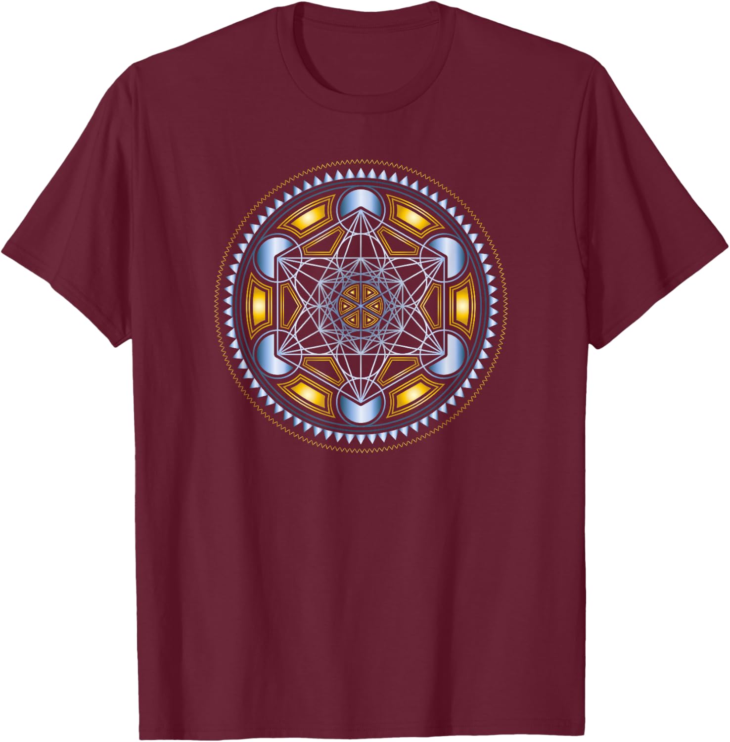 Sacred Geometry Yoga Metatrons Cube Festival Math 4D T-Shirt - T-Shirt | Maroon