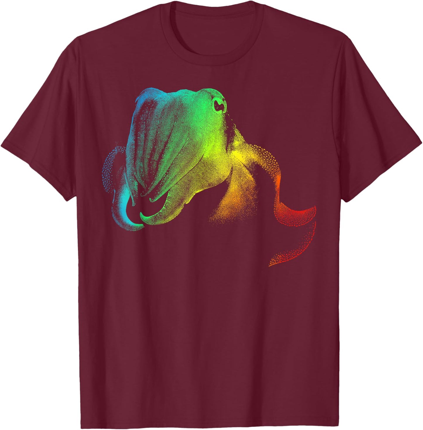 CUTTLEFISH Colorful Rainbow Retro T-Shirt - T-Shirt | Maroon