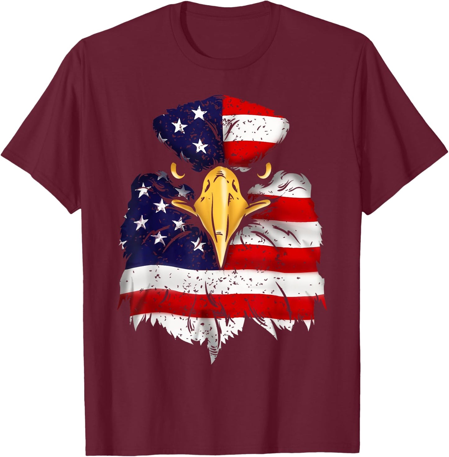 Bald Eagle 4th of July American Flag Patriotic Freedom USA T-Shirt - T-Shirt | Maroon