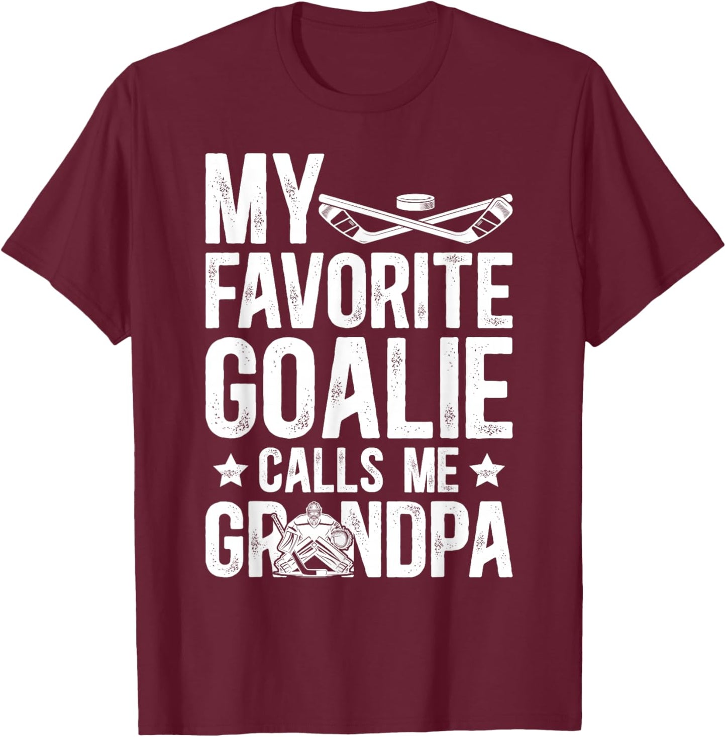 Proud Ice Hockey Goalie Grandpa Of A Hockey Keeper Grandpa T-Shirt - T-Shirt | Maroon