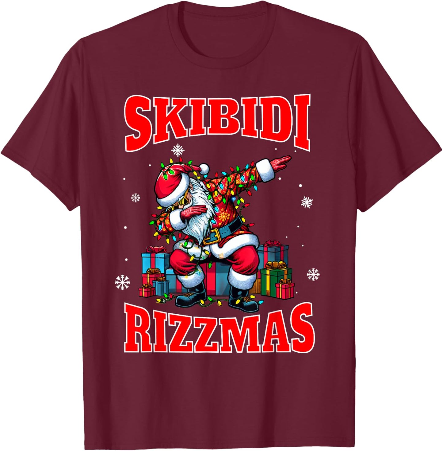 Skibidi Rizzmas Sigmas Funny Middle School Alpha Christmas T-Shirt - T-Shirt | Maroon