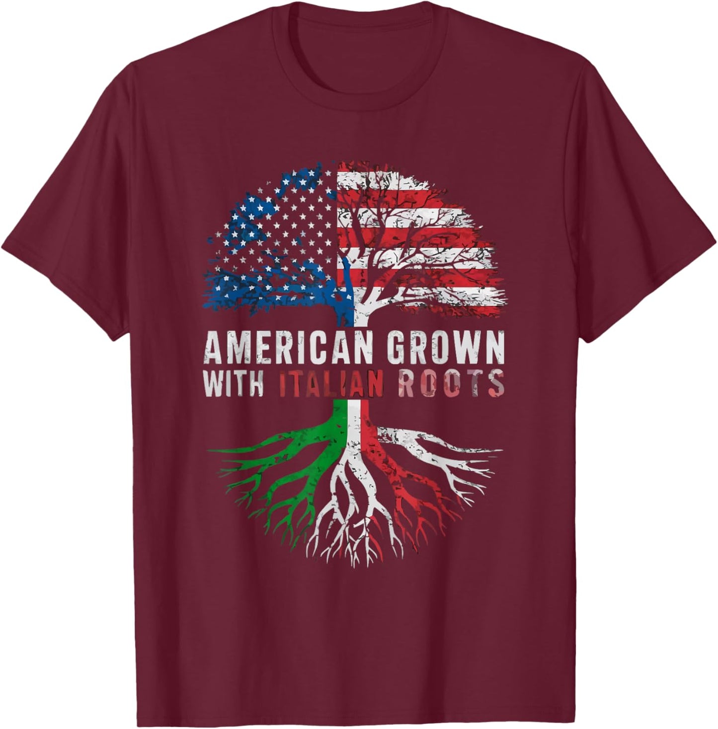 Half Italian Half American USA Flag Italy America T-Shirt - T-Shirt | Maroon