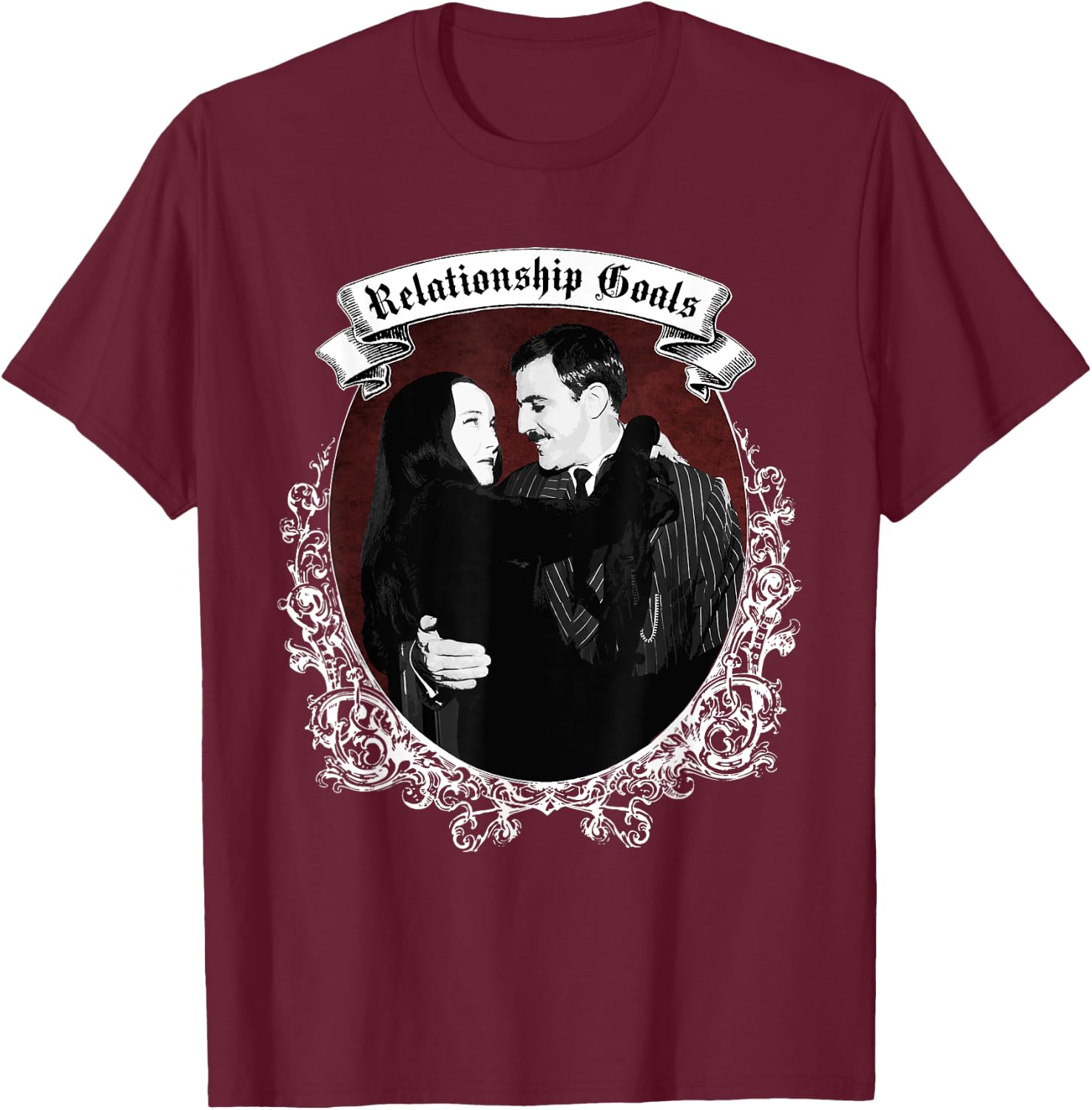 Relationship Goals Gomez & Morticia Goth Halloween T-Shirt - T-Shirt | Maroon