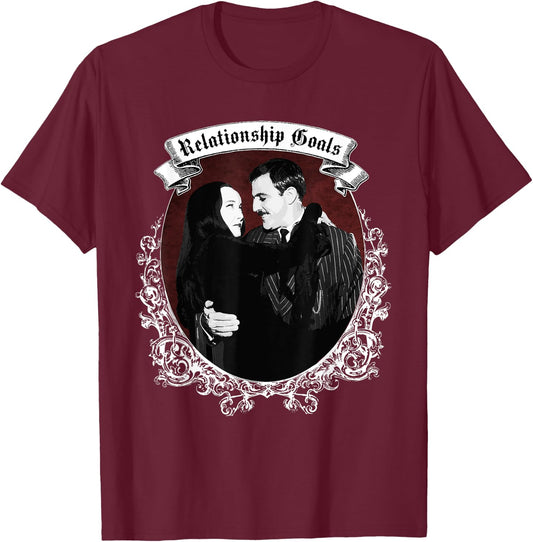Relationship Goals Gomez & Morticia Goth Halloween T-Shirt - T-Shirt | Maroon