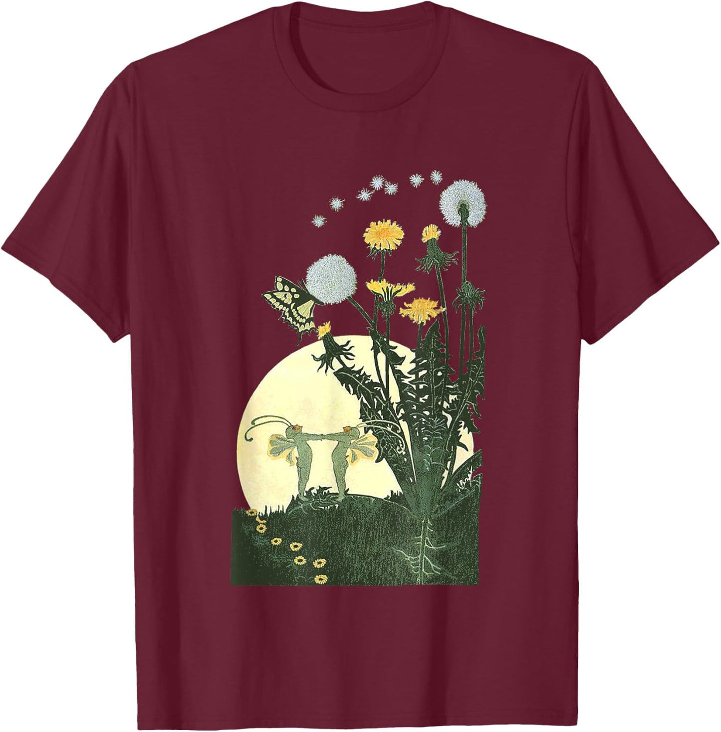 Enchanted Fairy Woodland Flower Garden Dance Moon T-Shirt - T-Shirt | Maroon