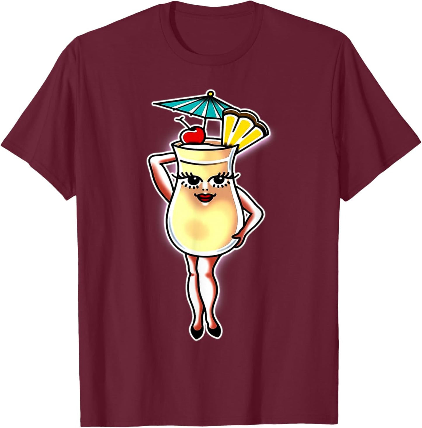 Pina Colada Pineapple Coconut Lady Drink T-Shirt - T-Shirt | Maroon