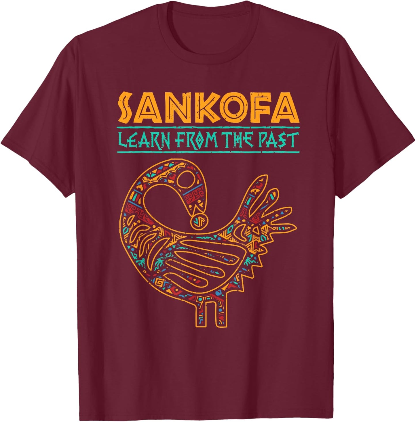 Black History Sankofa African Bird Juneteenth T-Shirt - T-Shirt | Maroon
