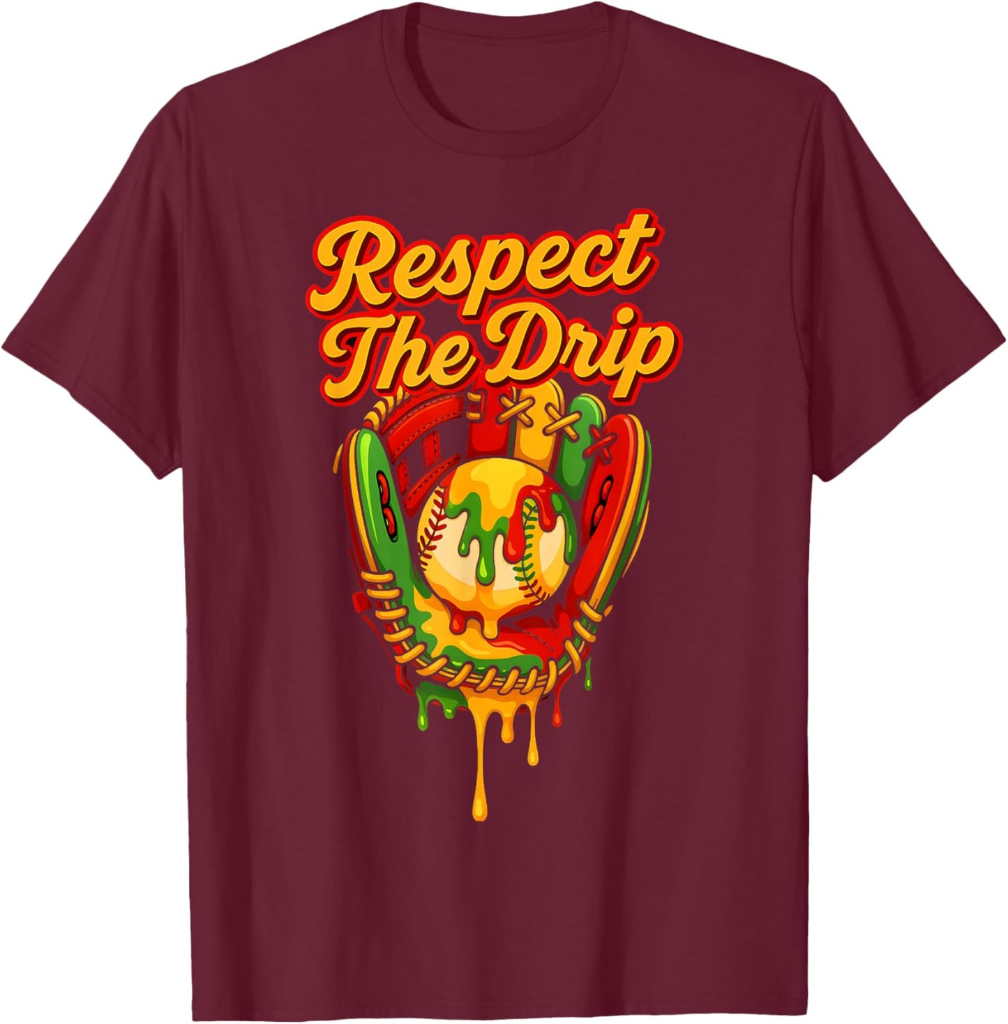 Baseball Drip Juneteenth Black Pride African American 1865 T-Shirt - T-Shirt | Maroon