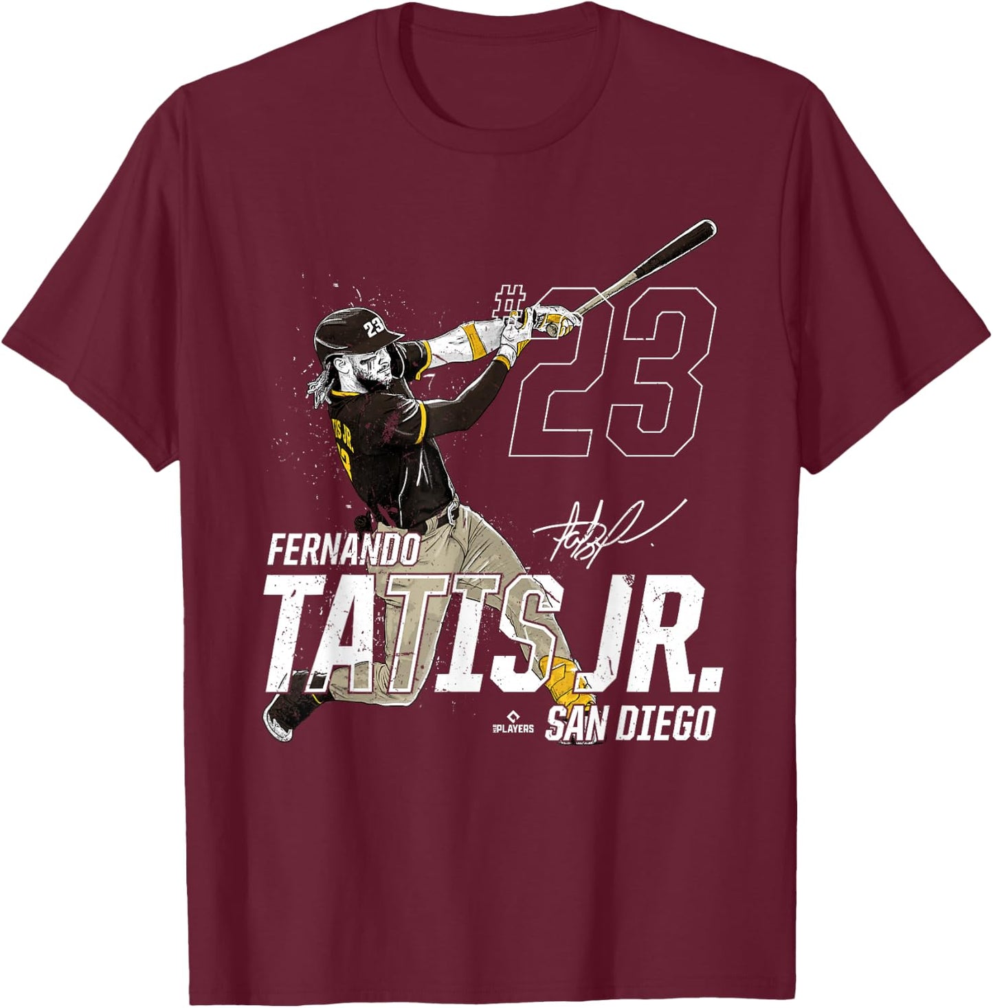 Dynamic Pose Fernando Tatis Jr San Diego Baseball MLBPA T-Shirt - T-Shirt | Maroon