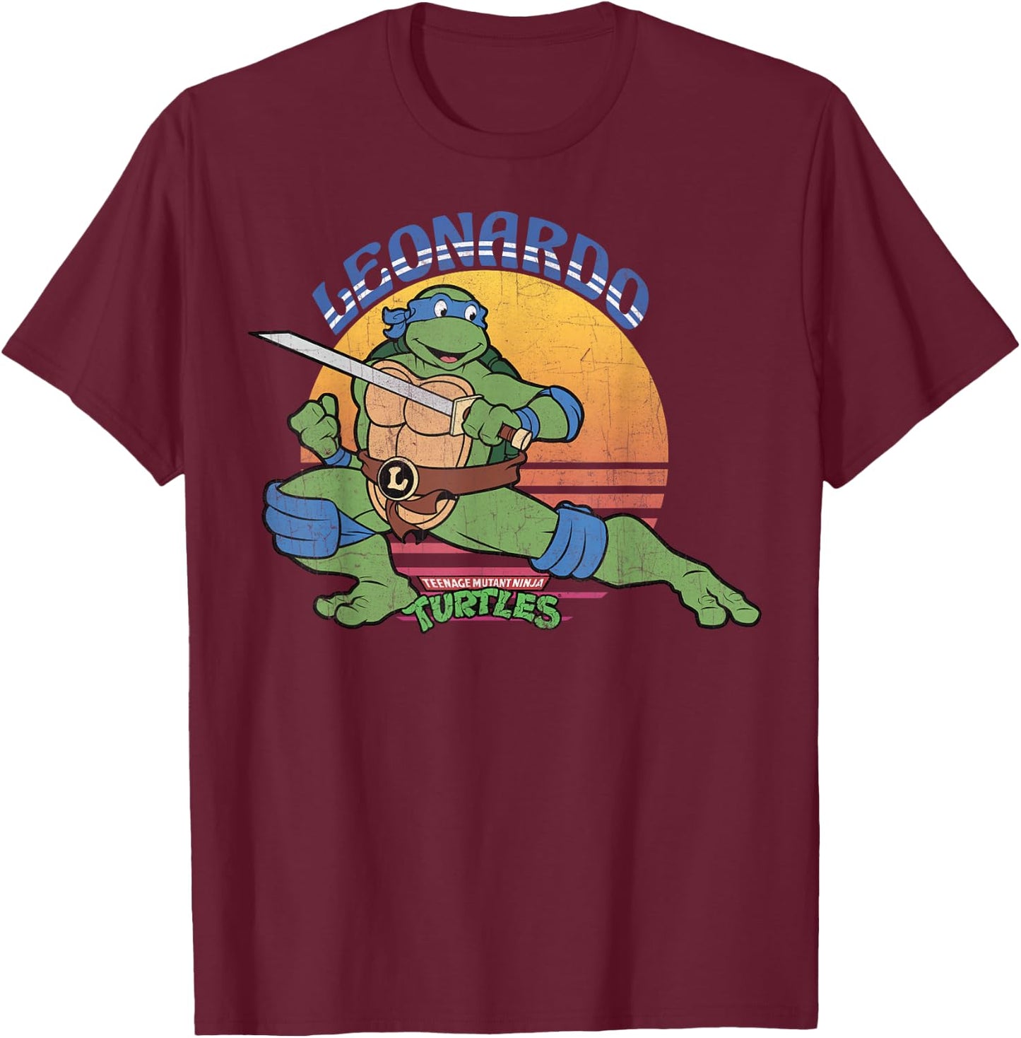 Teenage Mutant Ninja Turtles Leonardo Sun -Shirt T-Shirt - T-Shirt | Maroon