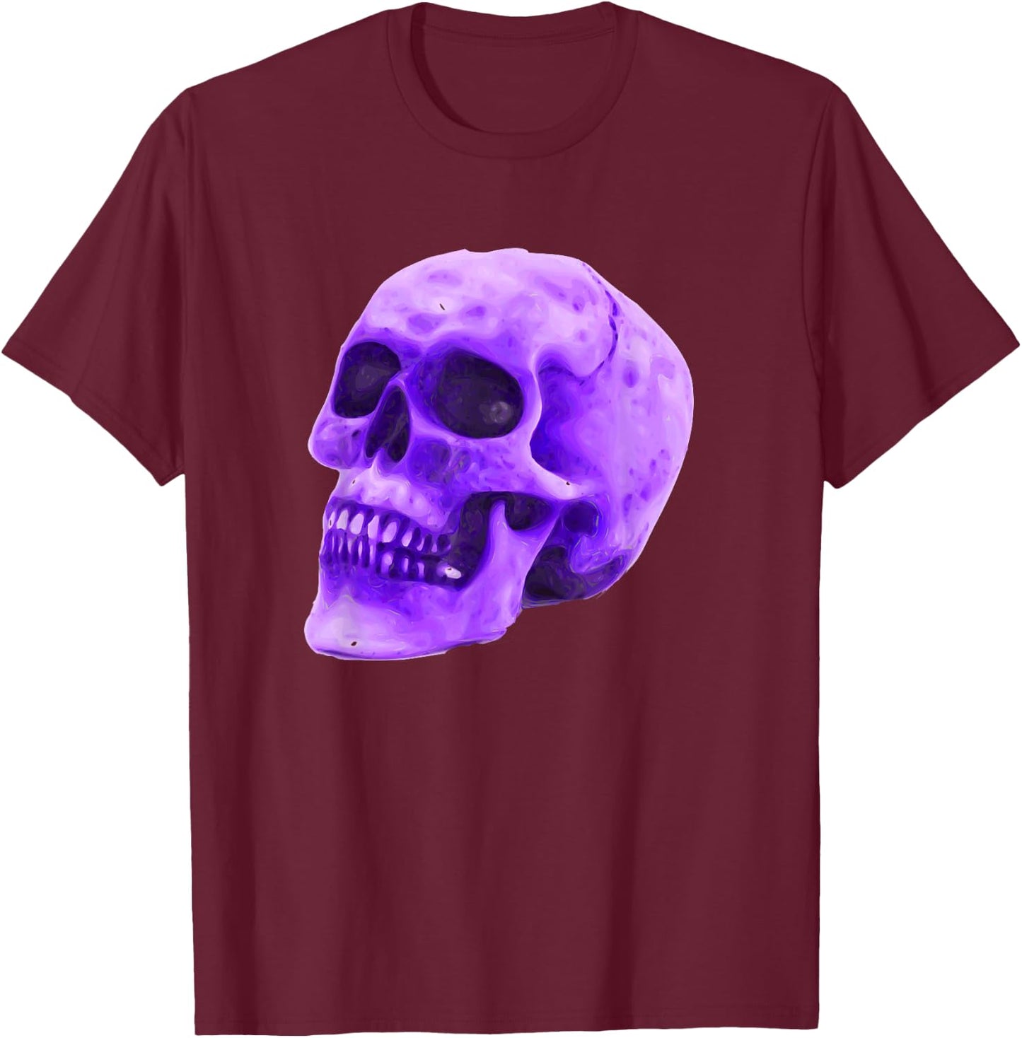 Purple Skull Biker Design T-Shirt - T-Shirt | Maroon